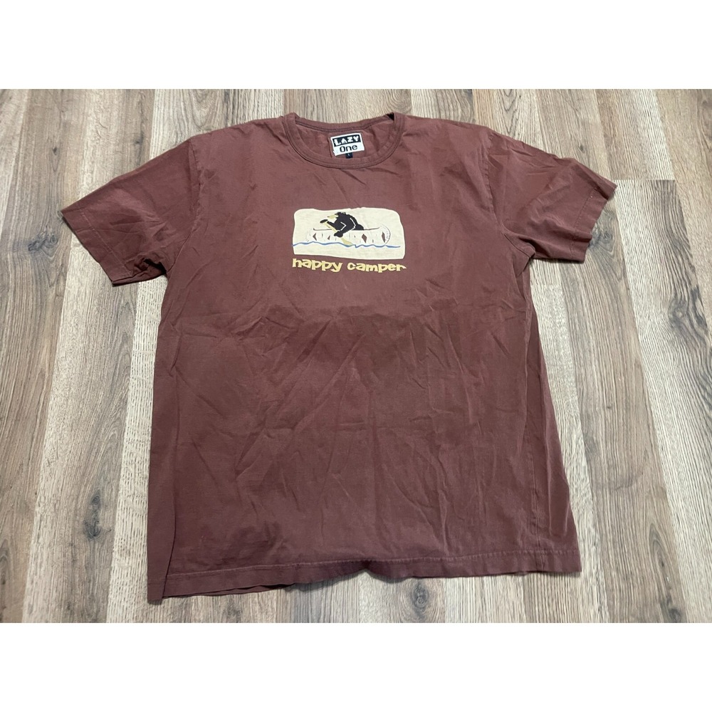 Lazy One Shirt, Men's Size Large, Brown, Happy Camper Bear